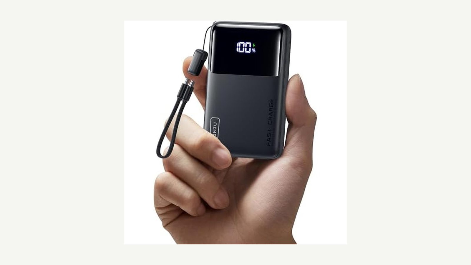 A compact INIU power bank shown on a plain background
