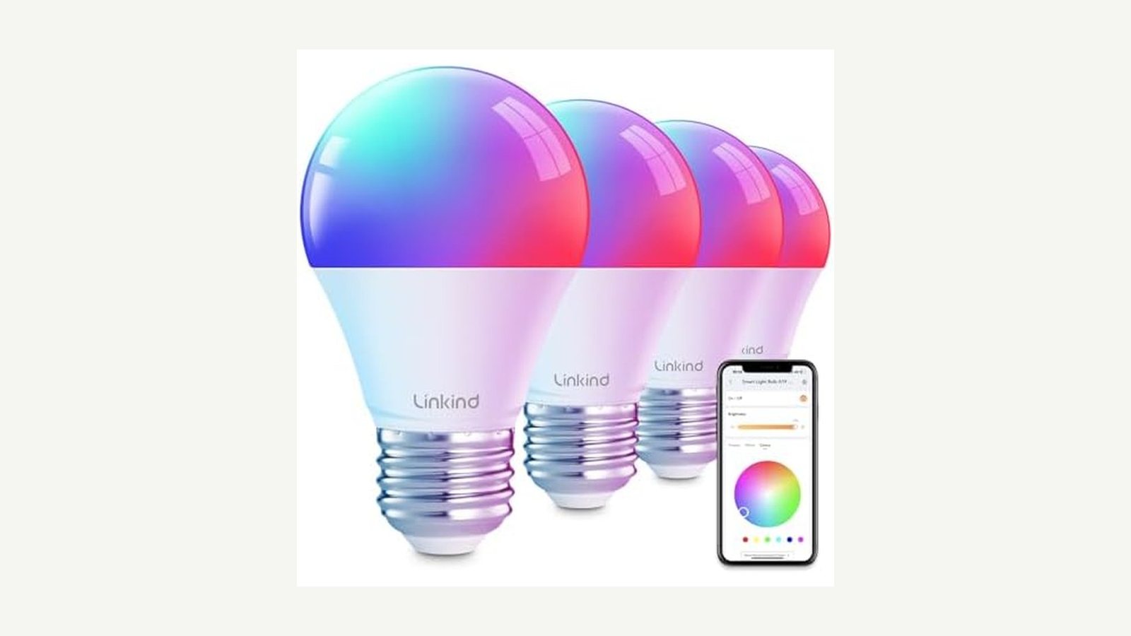 A pair of Linkind smart LED bulbs on a plain background